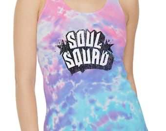 Soul Squad, 5D, lightworker tie dye tank, starseed shirt, spiritual tanktop, metaphysical, awakened apparel, Tie Dye Racerback Tank Top