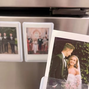 Set of 5 PHOTO MAGNETS Custom Instax Mini Polaroid Magnet Sleeves, Fun Photo Frame Display for Fridge, Locker, Office + More! Black or White
