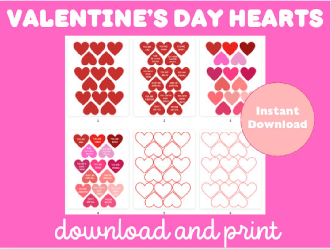 Printable Hearts for Valentine's Day - Etsy