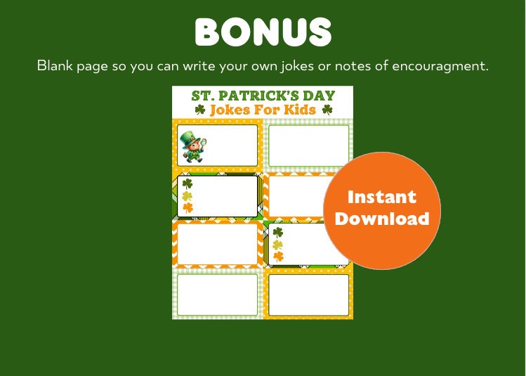 St Patricks Day Jokes for Kids Printable Lunchbox - Etsy