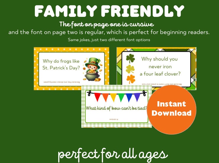 St Patricks Day Jokes for Kids Printable Lunchbox - Etsy