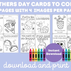 Mothers Day Coloring Card, Coloring Card for Mother&#39;s Day, Printable Card for Mom, Mother&#39;s Day Card, cards from kids, coloring activity