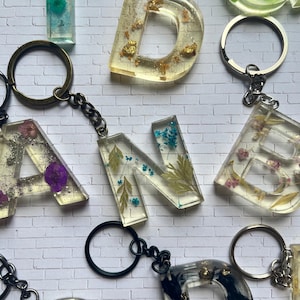 Floral Letter Resin Keychain
