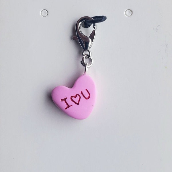 Cute candy heart polymer clay charm