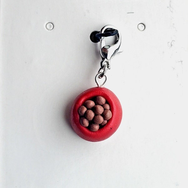 Tiny dog bowl polymer clay charm