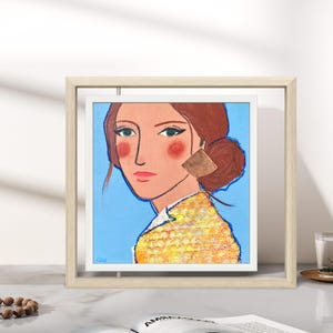Giclee Print of “Blue Lady” original painting | Fine Art Print | Portrait Painting Wall Art |Elegant Giclee Art Print | Outsider Art Print