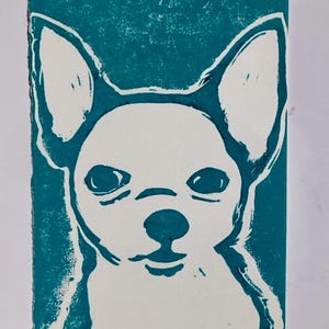 Another Chi, Variant Edition Linocut Print | Original Relief Print | Cute Gifts | Chihuahua art print | Gifts Under 20