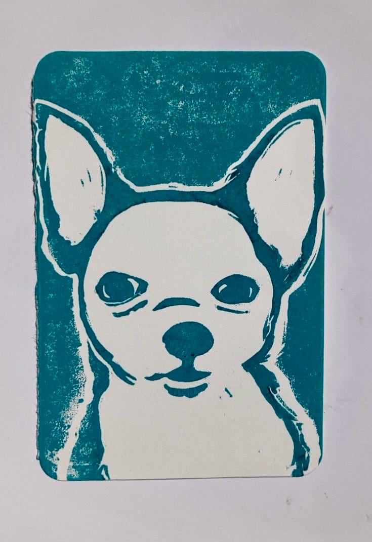 Another Chi, Variant Edition Linocut Print | Original Relief Print | Cute Gifts | Chihuahua art print | Gifts Under 20