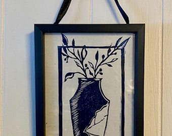 Linocut relief print | hand-carved botanical art print | unique wall art | gifts for plant lovers