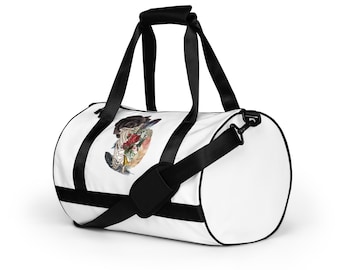 Tattoo Style Skeleton/Roses/Feathers Gym Bag, Tattoo Designs Small Duffle, Gym Hipster Bag