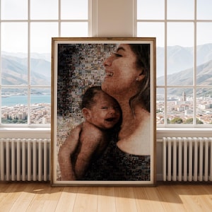 Collage regalo per neomamme, mosaico fotografico personalizzato per la festa della mamma, regalo perfetto personalizzato per la mamma, ritratto, primo regalo per la festa della mamma - Poster