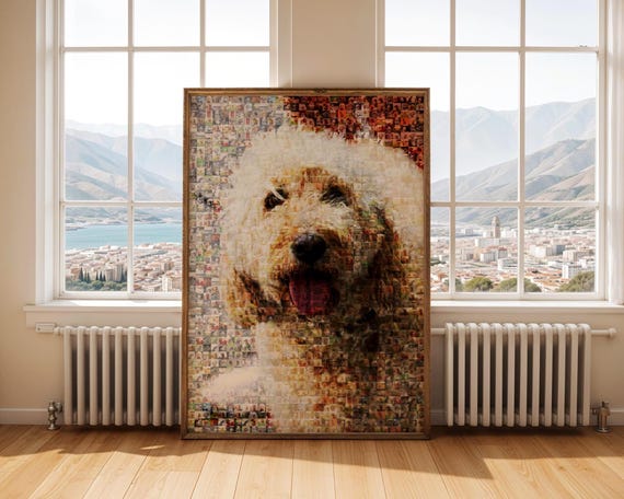 Goldendoodle Memorial Portrait: Personalized Photo Mosaic Canvas