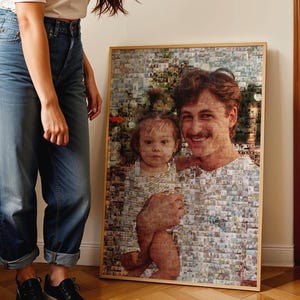 Regalo significativo per il papà: mosaico fotografico personalizzato / stampa o tela personalizzata per la festa del papà / ricordo unico per il papà con foto / tributo artistico al papà