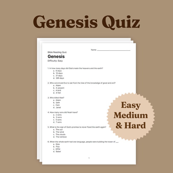 Bible Quiz: Genesis - 75 Trivia Questions (Easy, Medium, Hard)