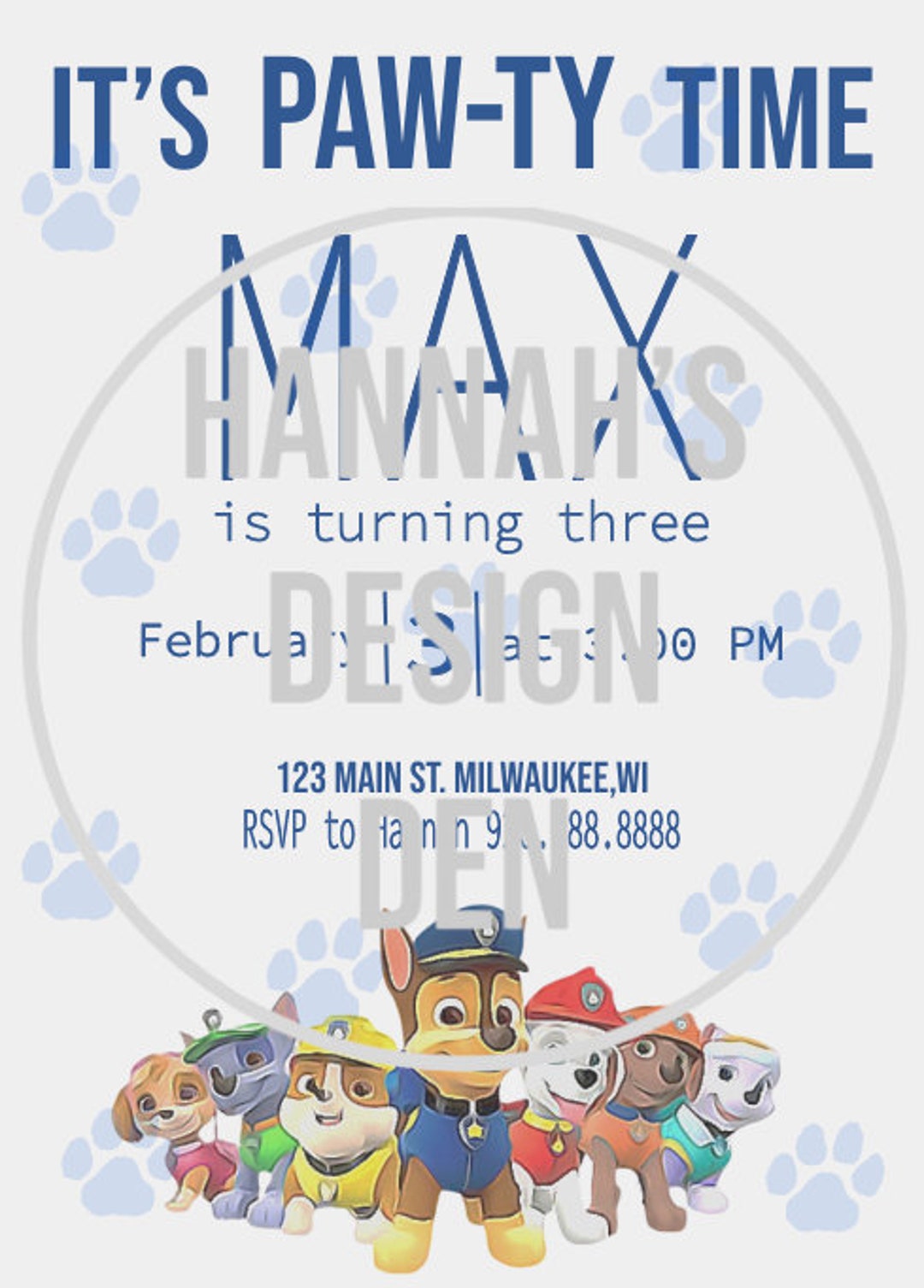 Customizable Paw Patrol Birthday Invite - Etsy