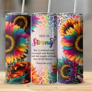 Werset biblijny Księga Przysłów 31:25 Werset biblijny Chrześcijański 20oz Skinny Tumbler Designs, Skinny Tumbler Wrap, Inspirująca kobieta, Natychmiastowe pobieranie PNG