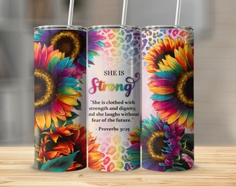 Bible Verse Proverbs 31 25 Bible Verse Christian 20oz Skinny Tumbler Designs, Skinny Tumbler Wrap, Inspirational Woman, Instant Download PNG