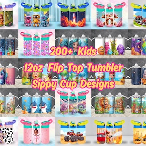 Bundel 200+ 12 oz beker wraps voor kinderen | PNG-sublimatiebekerontwerp Sippy Cup-bundelwikkels | Bekers | Digitale download