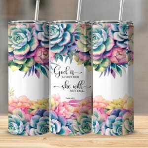 Versetto della Bibbia Salmo Versetto della Bibbia Cristiano 20oz Skinny Tumbler Designs, Tumbler Wrap, Donna ispiratrice, Succulento Download immediato PNG