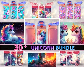 30 + 12 oz Einhorn Flip Top Schnabel Tasse Wrap Bundle | 12 Unzen gerade Becher Sublimation PNG, | Einhorn Sublimationsdesigns | Digitaler Download