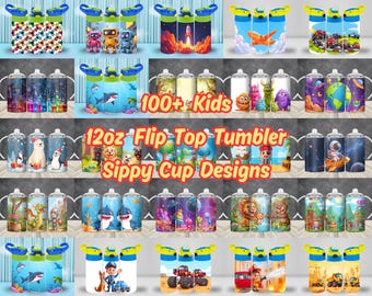 100 + 12 Unzen Kinder Tumbler Wraps Bündel | PNG Sublimationsbecher Design Schnabeltassen Bundle Wraps | Jungen Becher | Digitaler Download