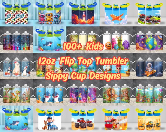 100+ 12oz Kids Tumbler Wraps Bundle | PNG Sublimation Tumbler Design Sippy Cup Bundle Wraps | Boys Tumblers | Digital Download