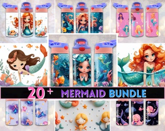20 + 12 oz Mermaid Flip Top Schnabeltasse Wrap Bundle | 12 Unzen gerade Becher Sublimation PNG, | Mermaid Sublimations Designs | Digitaler Download