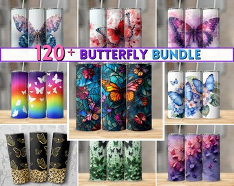 120+ Butterfly Tumbler Wrap Bundle | 20 oz Skinny Tumbler | Butterfly Sublimation Designs | Digital Download