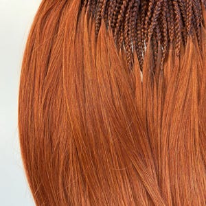 Natural ginger hair extension set of braids with loose ends | Handmade synthetic hair extensions | Double-ended braids