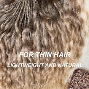 Set de rastas rizadas rubio ceniza para cabello fino / Rastas DE ligeras / Cabello de aspecto natural / Ondas bohemias / Estilo protector que no daña el cabello