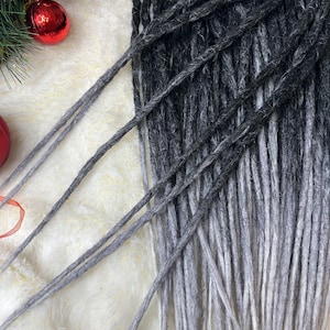 Ombre Dreadlocks: Black to Grey, Handmade Synthetic Hair Extensions