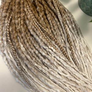 Natural blonde ombre set of textured braids and dreadlocks | Handmade synthetic hair extensions | DE or SE dreads