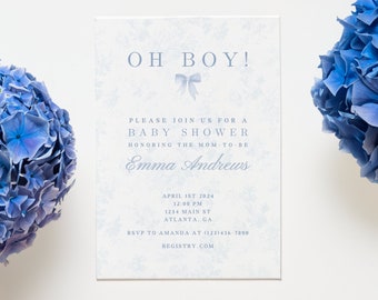 Baby Boy Shower Invitation - Personalized Digital Download