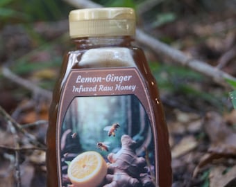 1lb Lemon-Ginger Infused Raw Honey