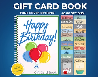 Printable Birthday Gift Card Book, Gift Card Book, Birthday Gift, Birthday Present, Gift Card Holder, Gift Card, Happy Birthday