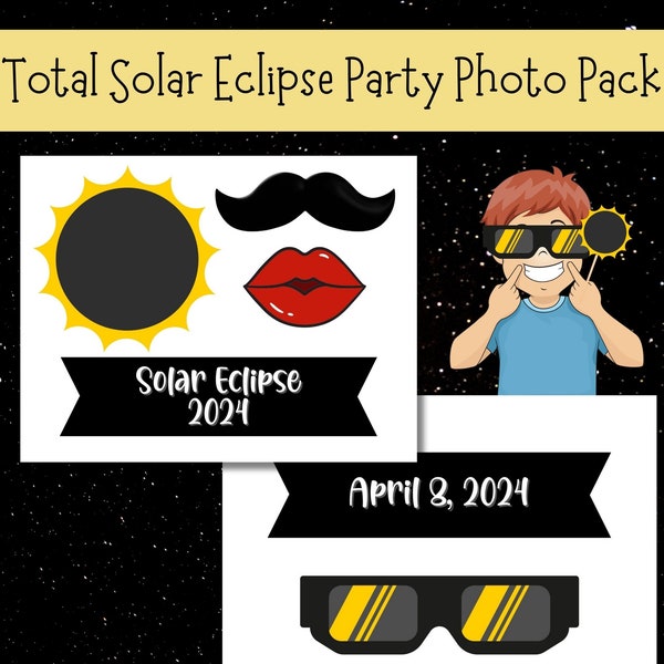 Solar Eclipse Party Photo Props, Total Solar Eclipse, Eclipse 2024, Eclipse Activity for Kids, Eclipse Activity for Students, Photo Booth