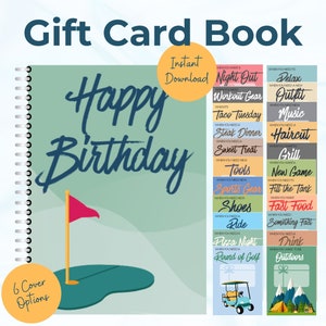 Libro de tarjetas de regalo de cumpleaños imprimible, libro de tarjetas de regalo para hombres, libro de tarjetas de regalo para niño, regalo de cumpleaños, regalo de cumpleaños, titular de la tarjeta de regalo