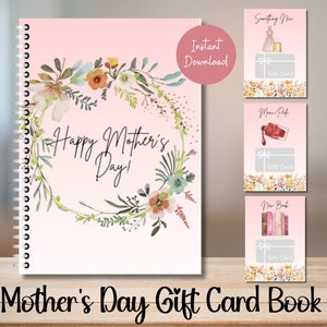Printable Mother&#39;s Day Gift Card Book, Gift Card Template, Mother&#39;s Day Gift, Gift for Mom, Gift from Kids, Printable Gift Card, Mom Gift