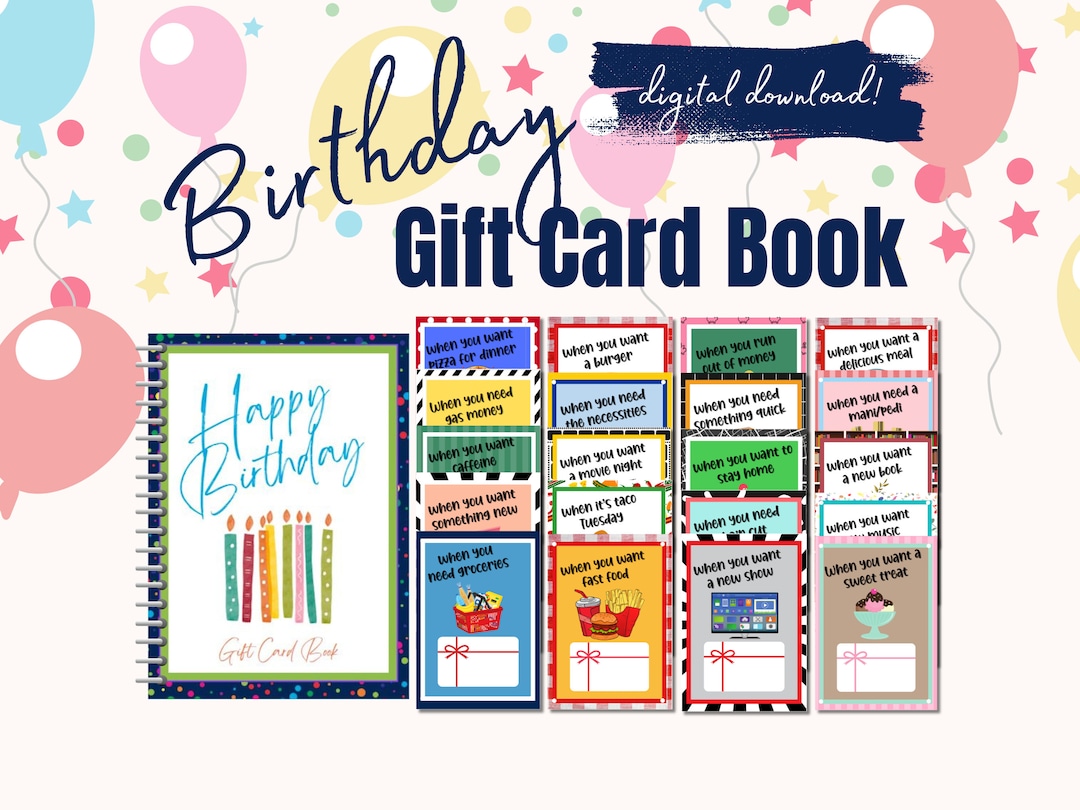 Printable Birthday Gift Card Book, Gift Card Book, Birthday Gift Printable Birthday Gift Card Book, Gift Card Book, Birthday Gift