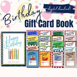 印刷可能な誕生日ギフトカードブック、ギフトカードブック、誕生日ギフト、誕生日プレゼント、ギフトカードホルダー、ギフトカード、ハッピーバースデー