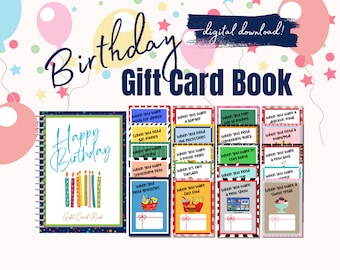 Printable Birthday Gift Card Book, Gift Card Book, Birthday Gift, Birthday Present, Gift Card Holder, Gift Card, Happy Birthday