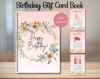 Printable Birthday Gift Card Book, Gift Card Book, Birthday Gift, Birthday Present, Gift Card Holder, Gift Card, Happy Birthday