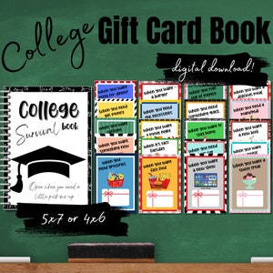 Carte-cadeau imprimable de survie universitaire, livre de cartes-cadeau, cadeau universitaire, cadeau de remise des diplômes, porte-cartes cadeau, livret de survie universitaire, cadeau pour diplômé