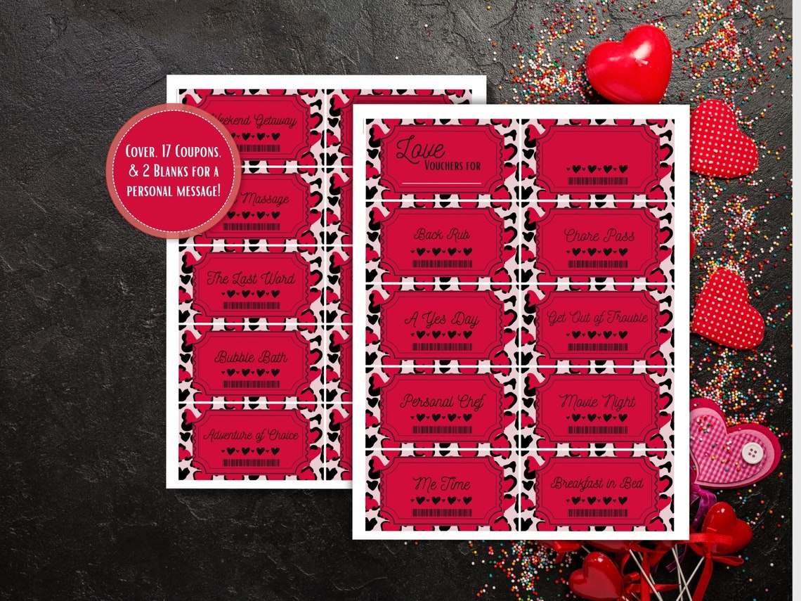 Printable Valentines Day Love Vouchers Coupon Book Wife Husband Gift ...