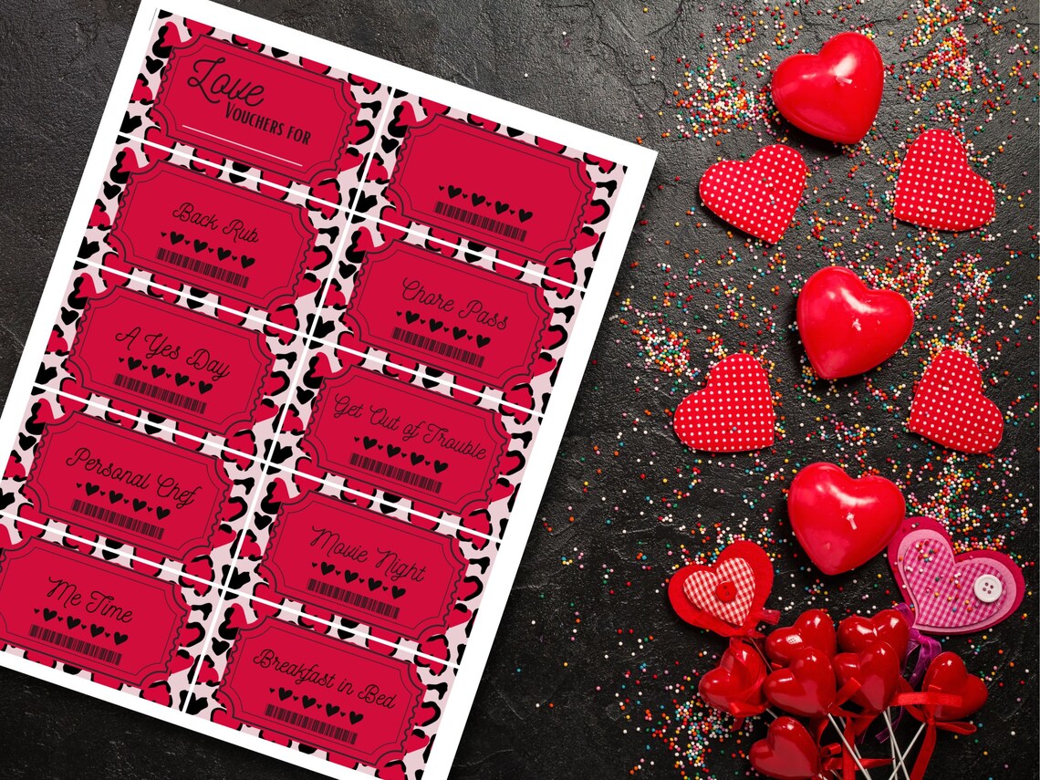 Printable Valentines Day Love Vouchers Coupon Book Wife Husband Gift ...