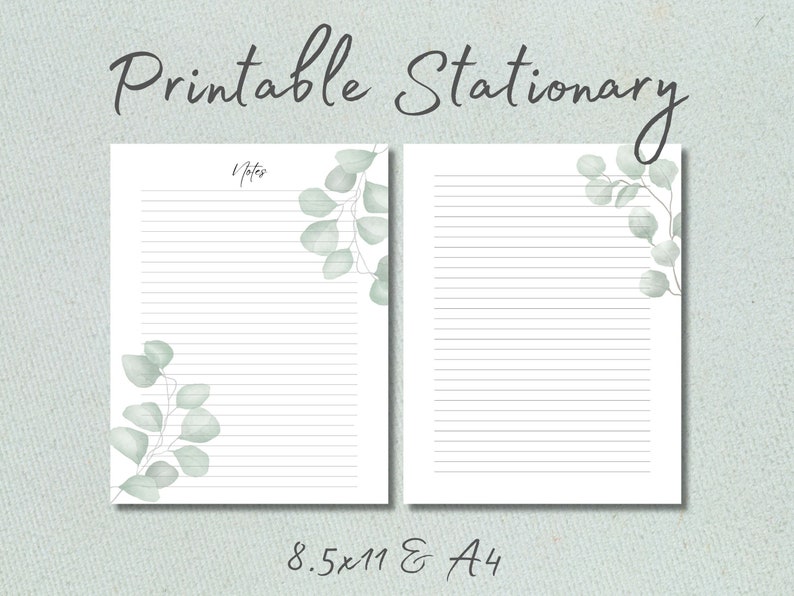 Printable Stationary, Printable Notes, Printable Lined Paper, Digital ...