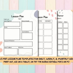 Editable Lesson Plan Bundle, Digital Templates for Teachers & Homeschoolers