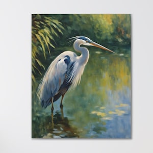 Garza pintura al óleo lienzo pared arte impresión decoración del hogar