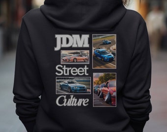 Sudadera con capucha de cultura urbana JDM, collage de coches japoneses, unisex