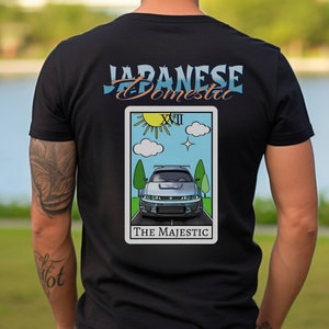 Maglietta Nissan GTR, maglietta dei tarocchi, maglietta esclusiva con skyline, maglietta con tarocchi, regalo unico per gli amanti delle auto, regalo maglietta JDM, design sul retro, unisex
